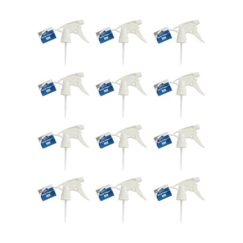 12PK Edco Adjustable Setting 257mm Stem Spray Trigger For Use With 500ml White