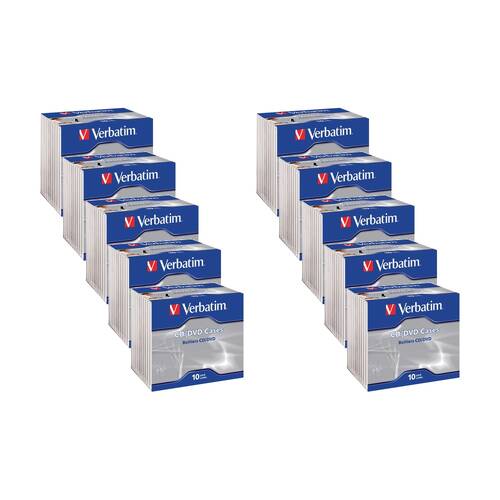 10 x 10pc VERBATIM Jewel Disc Storage Cases Holders CD/DVD Compatible
