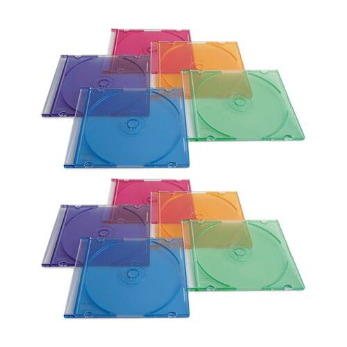 2 x 25pc VERBATIM CD/DVD Coloured Slim Storage Cases Disc Holders Multicolour