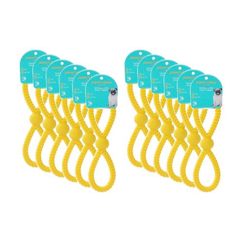 12x Paws And Claws Vinyl Double Loop Pet Dog Chew/Tugger Toy 27x8cm Assorted