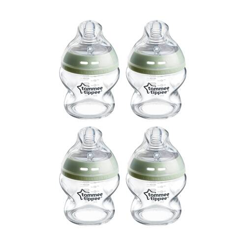 4PK Tommee Tippee Natural Start Silicone Teat Glass Baby Feeding Bottle 150ml