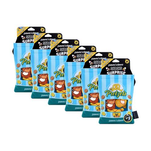 6x Paws And Claws Snack Surprise Pretzels Pet Dog Chew Squeaker Toy 20x14.5x5cm