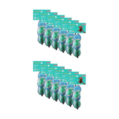 12x 3pc Paws And Claws Pet Dog Cat Squeaky Balls Toy Pack Assorted 4.5cm