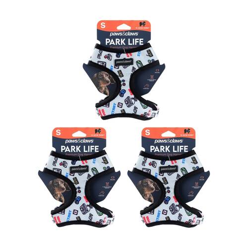 3x Paws And Claws Park Life Printed Pet Dog Harness Small 15-32cm Assorted