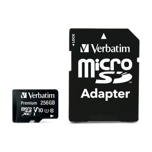 VERBATIM Micro SDXC eXtended Capacity Card Class 10 UHS-I W/ Adaptor 256GB