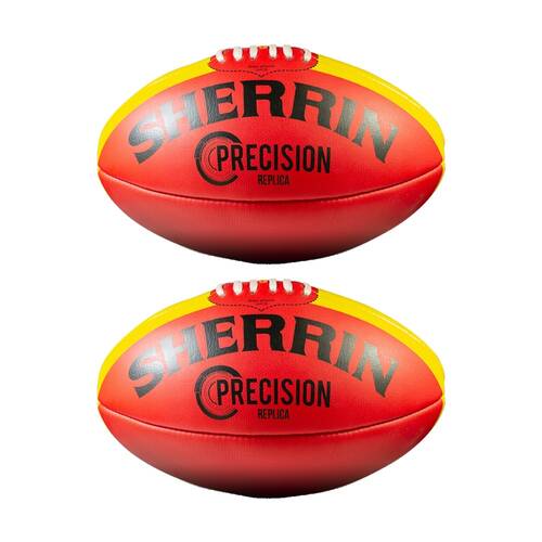 2PK Sherrin Precision Replica Red Leather AFL Training Football Size 2