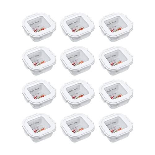 12PK Lemon And Lime Yorkshire Fresh Lock Glass Reusable Food Container 300ml