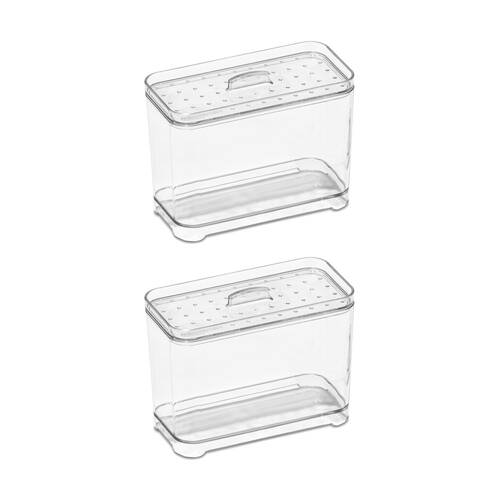 2PK Madesmart Cotton Ball Holder Clear Plastic Storage Container 30cm