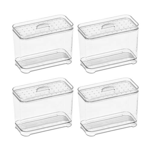 4PK Madesmart Cotton Ball Holder Clear Plastic Storage Container 30cm