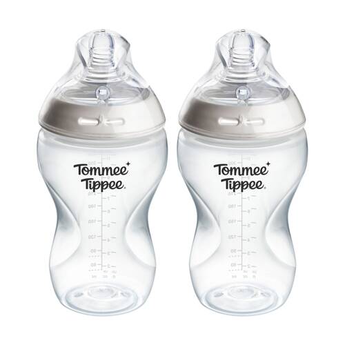 2PK Tommee Tippee Natural Start Clear Silicone Teat PP Baby Feeding Bottle 340ml