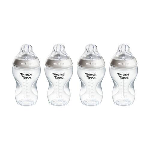 4PK Tommee Tippee Natural Start Clear Silicone Teat PP Baby Feeding Bottle 340ml