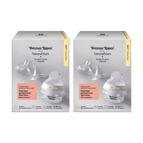 2x 5pc Tommee Tippee Natural Start Perfect Latch Baby Bottle Trial Kit W/ Teats