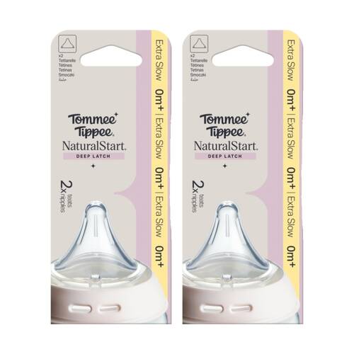 2x 2pc Tommee Tippee Natural Start Triangular Anti-Colic Breast Teat Ex Slow 0m+
