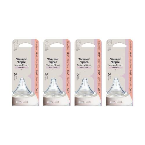 4x 2pc Tommee Tippee Natural Start Triangular Anti-Colic Breast Teats Slow 0m+