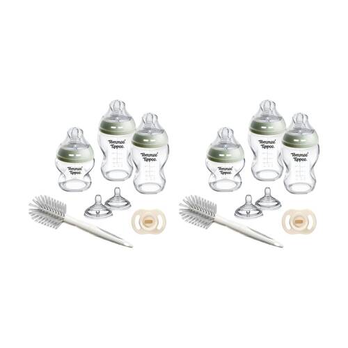 2PK Tommee Tippee Natural Start Glass Baby Bottle Soother Set Clear