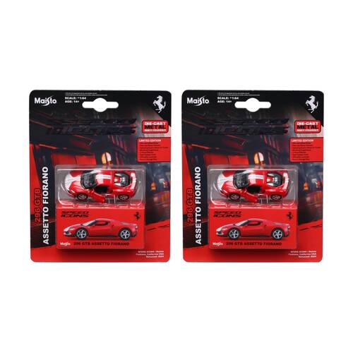 2x 2pc Maisto Speed Icon Diecast Set 296 GTB Assetto Fiorano Model Cars