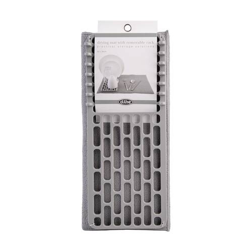D.Line Foldable?Kitchen Drying Mat W/ Removable Rack Grey 50x38cm