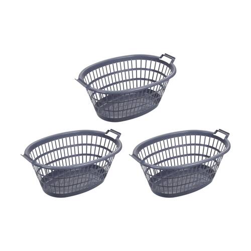 3x Boxsweden Oval Aerated Laundry/Clothing Carry Basket 63x43.5x27cm Assorted
