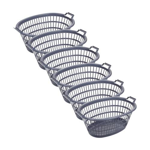 6x Boxsweden Oval Aerated Laundry/Clothing Carry Basket 63x43.5x27cm Assorted