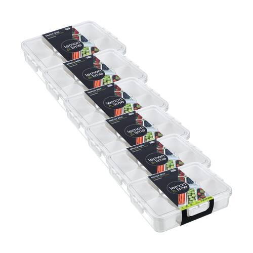 6x Lemon And Lime Snackal 8-Section Snack Food Container/Box 31x24x6.5cm