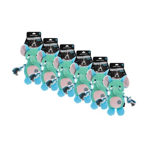 6x Paws And Claws Rope Buddy Fly-Knit Animals Dog Chew/Tug Squeaker Toy Assorted