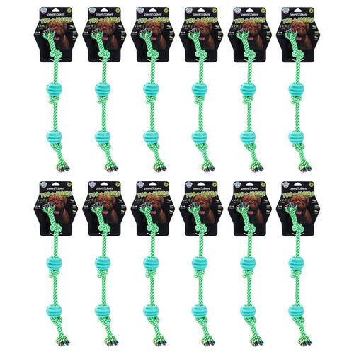 12x Paws And Claws Durable Rope & Ball Tugger Pet Dog Chew/Tug Toy Assorted