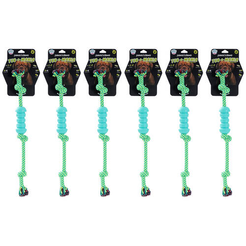 6x Paws And Claws TPR Rope Baton Tugger Dog Toy Durable 37x15x1.7cm Assorted