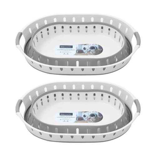 2x Boxsweden Collapsible Oval Laundry/Clothing Carry Basket 36L Assorted