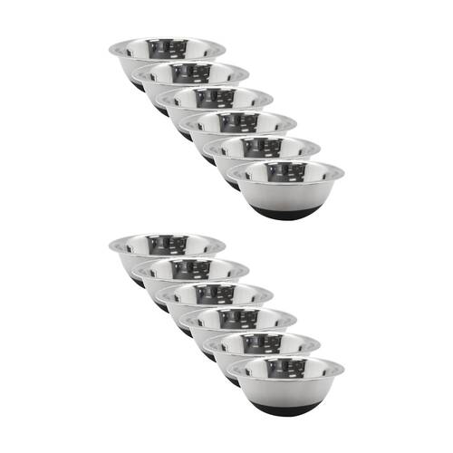 12x Lemon And Lime Stainless Steel Food Cooking Mixing Bowl Silicone Base 20cm
