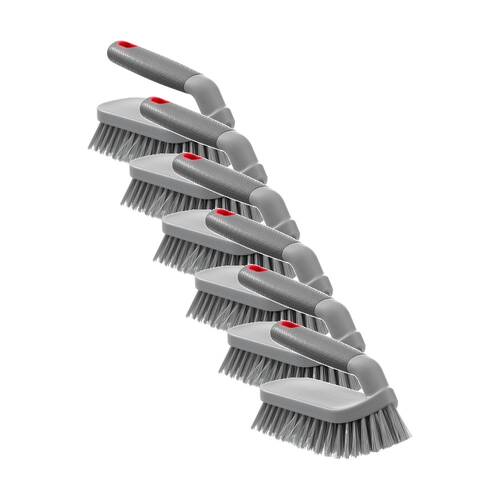 6x Boxsweden Prime Handled Scrubbing Cleaning Brush W/ Comfortable Soft Grip Grey