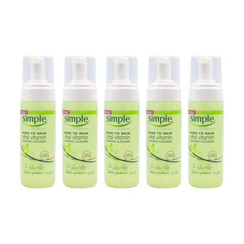 5PK Simple Vital Vitamin Foaming Cleanser W/ Vitamin-E For Sensitive Skin 150ml