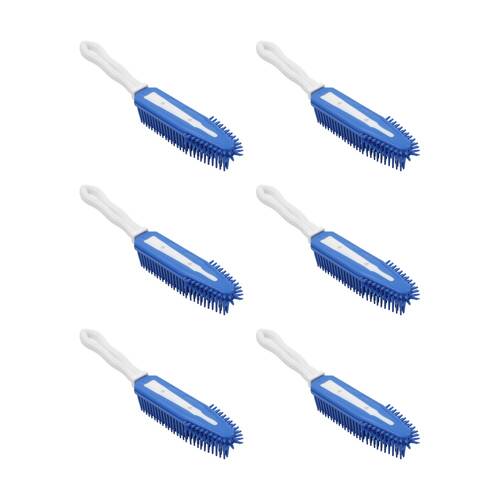 6x Paws And Claws Pet Dog/Cat Bristle Brush W/ Ergonomic Handle Blue/White 27cm