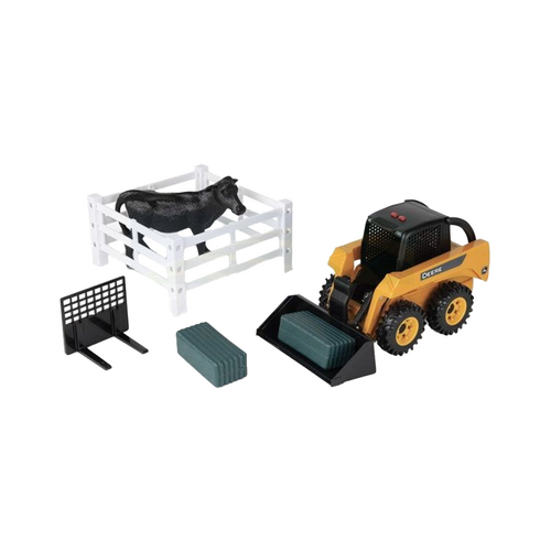 10pc John Deere 1:16 Big Farm Skid Steer Farm Set Lights Sounds 3y+