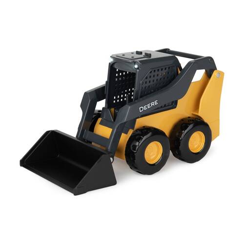 John Deere Lights and Sounds JD Skid Steer Toy Vehicle Extending Loader Arms Functioning Bucket Batteries Included.