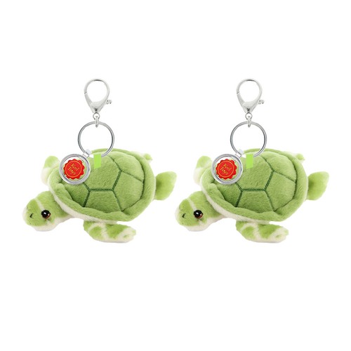 2x Keeleco 100% Recycled Material Plush Bag Charm Keychain Accessory Turtle