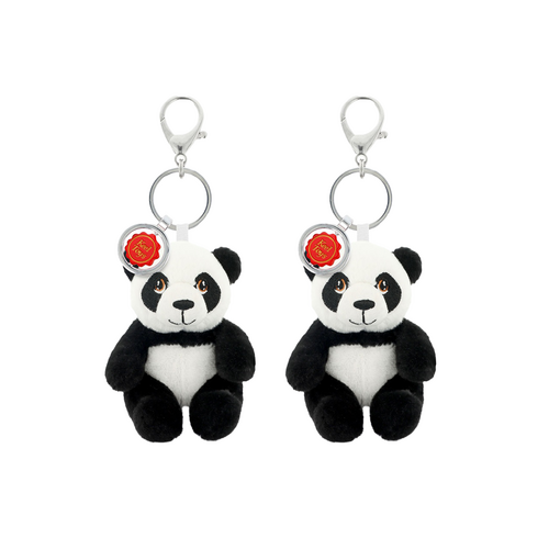 2x Keeleco Recycled Material Plush Bag Charm Keychain Accessory 8x6cm Panda