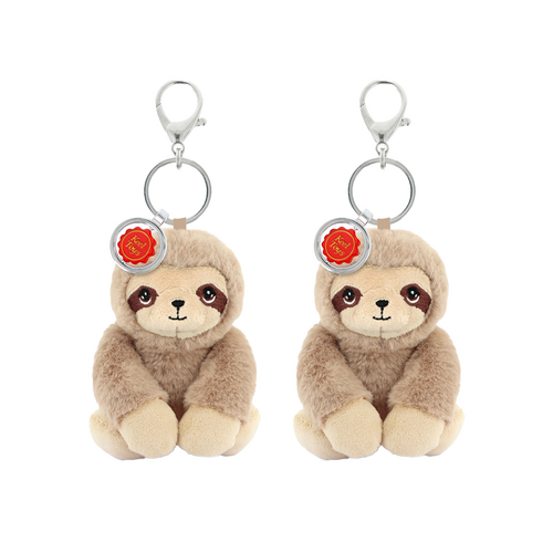 2x Keeleco Recycled Material Plush Toy Bag Charm Keychain Accessory Sloth