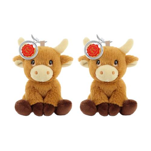 2x Keeleco Recycled Material Plush Bag Charm Keychain Accessory Highland Cow
