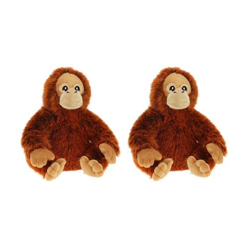 2x Keeleco 100% Recycled Material Weighted Delux Animal Plush Toy Orangutan