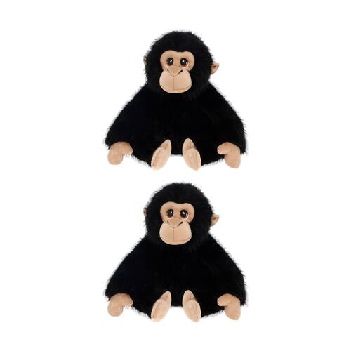 2x Keeleco Delux Plush Toy Soft Black/Beige Cuddly Stuffed Animal Chimp