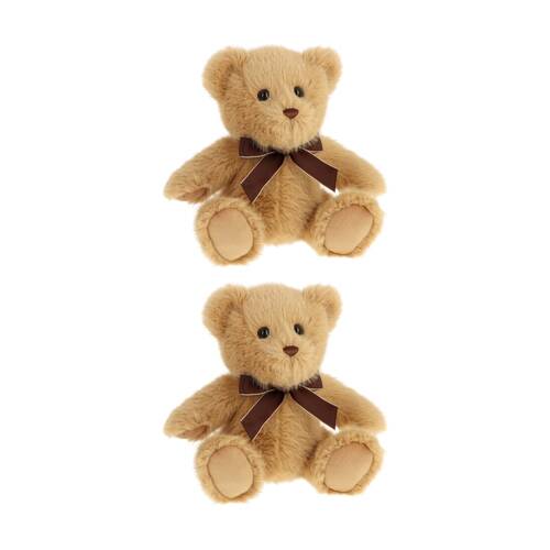 2x Keeleco Sherwood Plush Soft Toy Eco-Friendly Brown Ribbon Teddy Beady