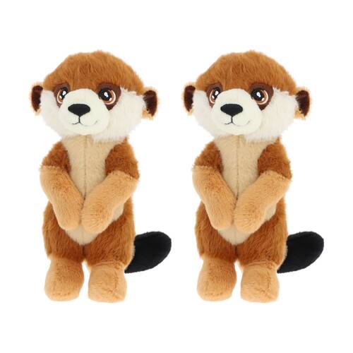 2x Keeleco 100% Recycled Material Weighted Delux 20cm Animal Plush Toy Meerkat