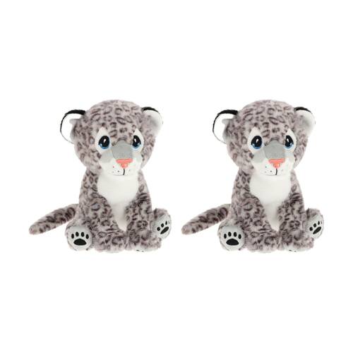 2x Keeleco Delux Plush Toy Soft Huggable Stuffed Animal Grey Snow Leopard