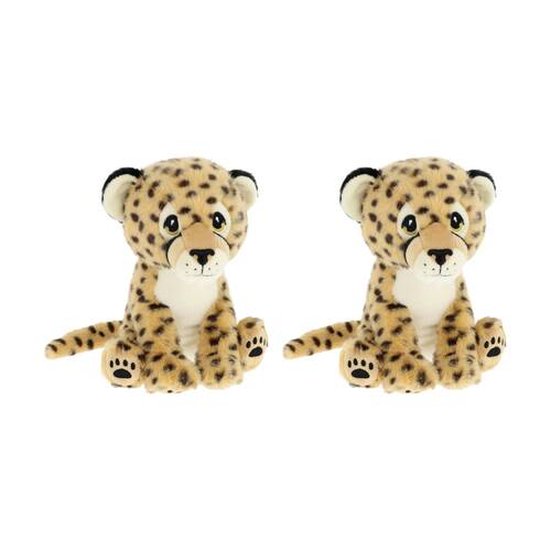 2x Keeleco Delux Plush Toy Sustainable Soft Huggable Animal Cheetah
