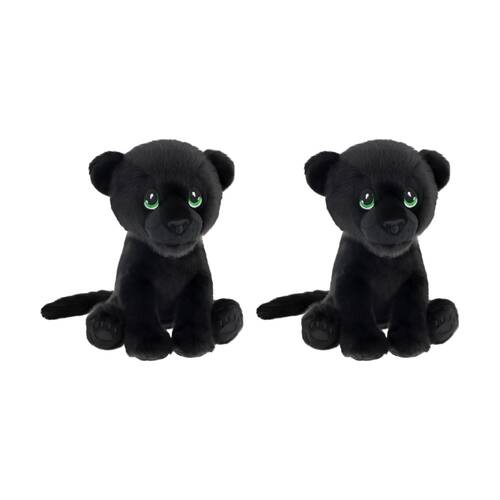 2x Keeleco Delux Plush Toy Soft Black Stuffed Animal Green Eyes Panther