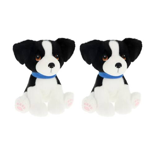 2x Keeleco Puppy Love 100% Recycled Material Animal Plush Toy Border Collie