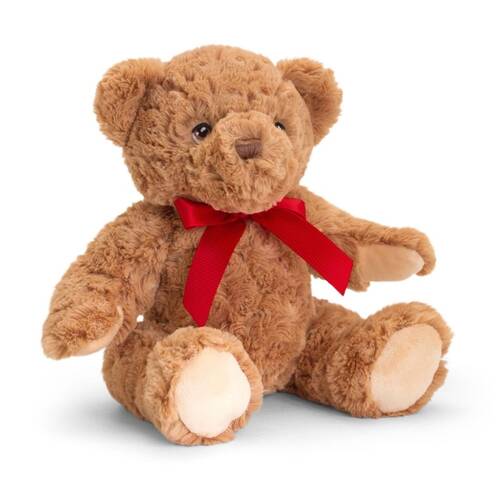 Keeleco Plush Soft Toy Eco-Friendly Huggable Animal W/ Red Ribbon Teddy