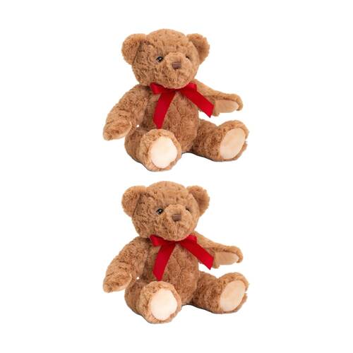 2x Keeleco Plush Soft Toy Eco-Friendly Huggable Animal W/ Red Ribbon Teddy