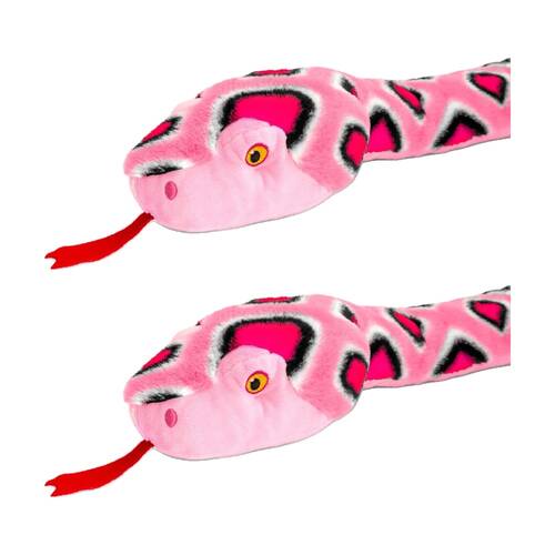 2x Keeleco 100% Recycled Material Weighted 1m Pink Animal Plush Toy Snake