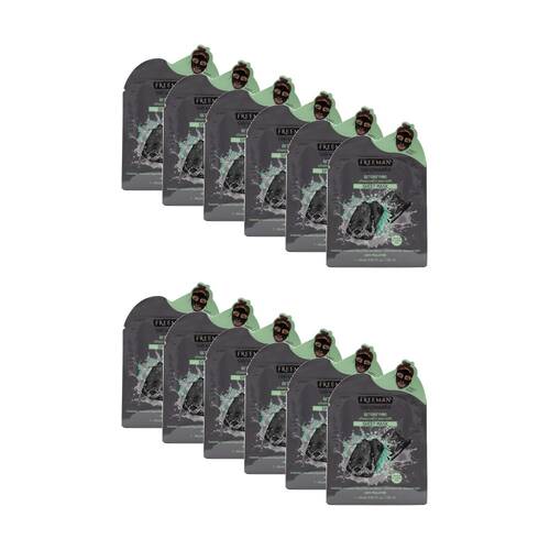 12PK Freeman Sheet Mask Detoxifying Charcoal & Sea Salt Normal/Combo Skin 25ml